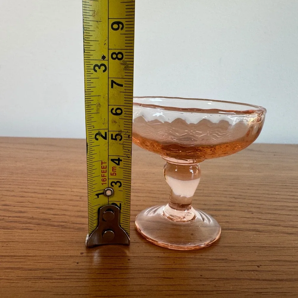 Vintage Pink Depression‎ Glass Footed Dessert Sherbet Cup Champagne Coupe 2.5